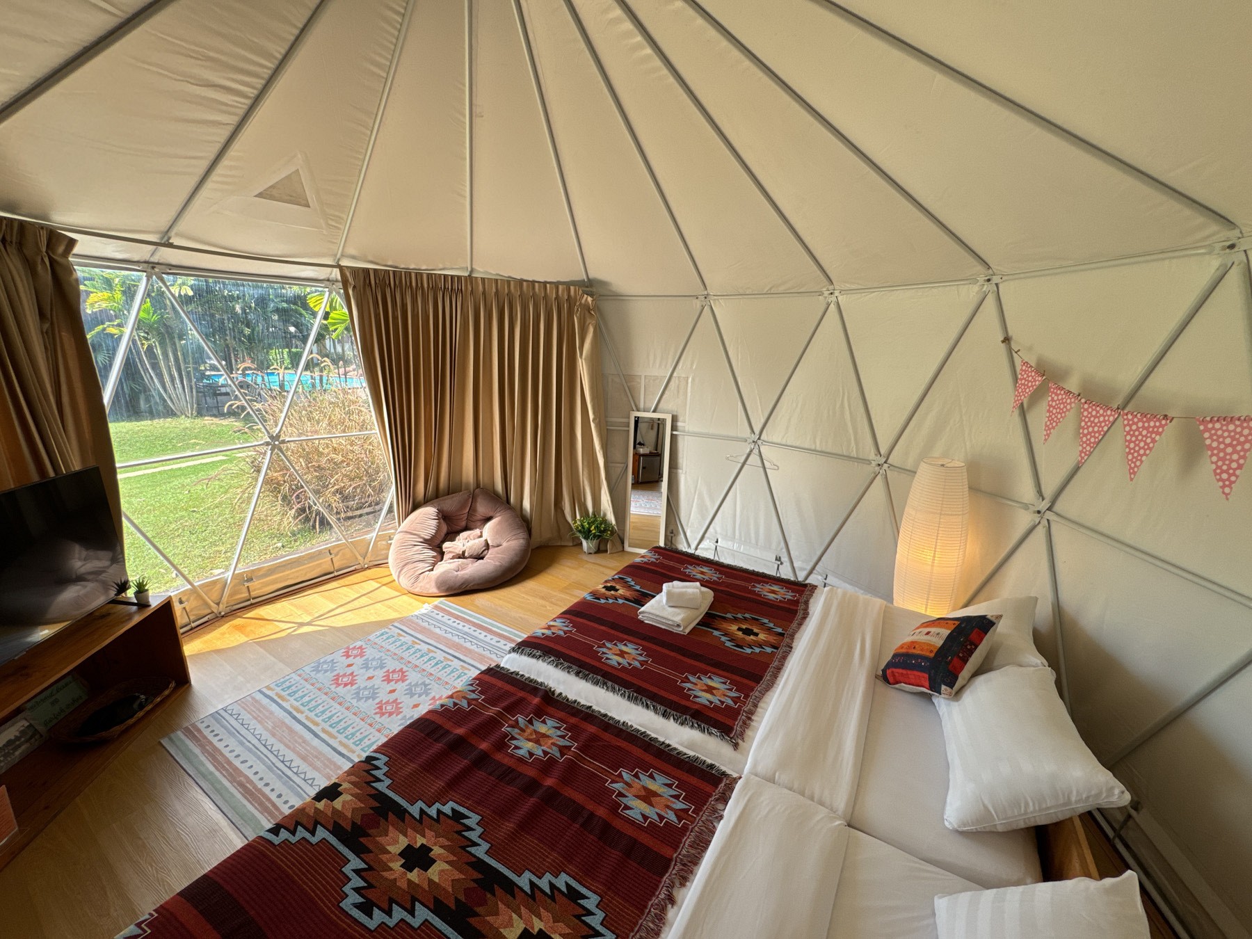 Family Yurt Tent Garden View